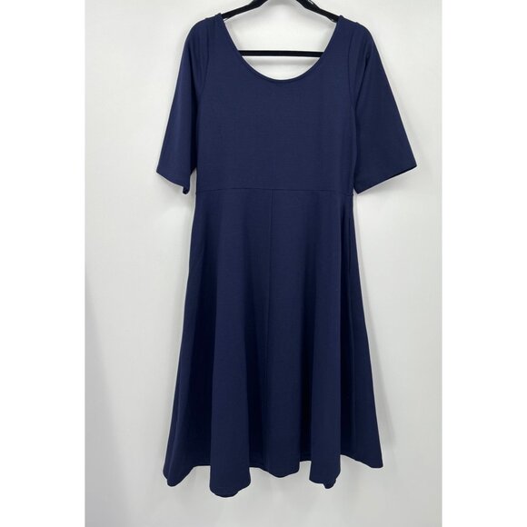 City Chic Fit & Flare Sweetheart Neckline Ponte Stretch Dress Navy Size 14 NEW - Picture 7 of 9